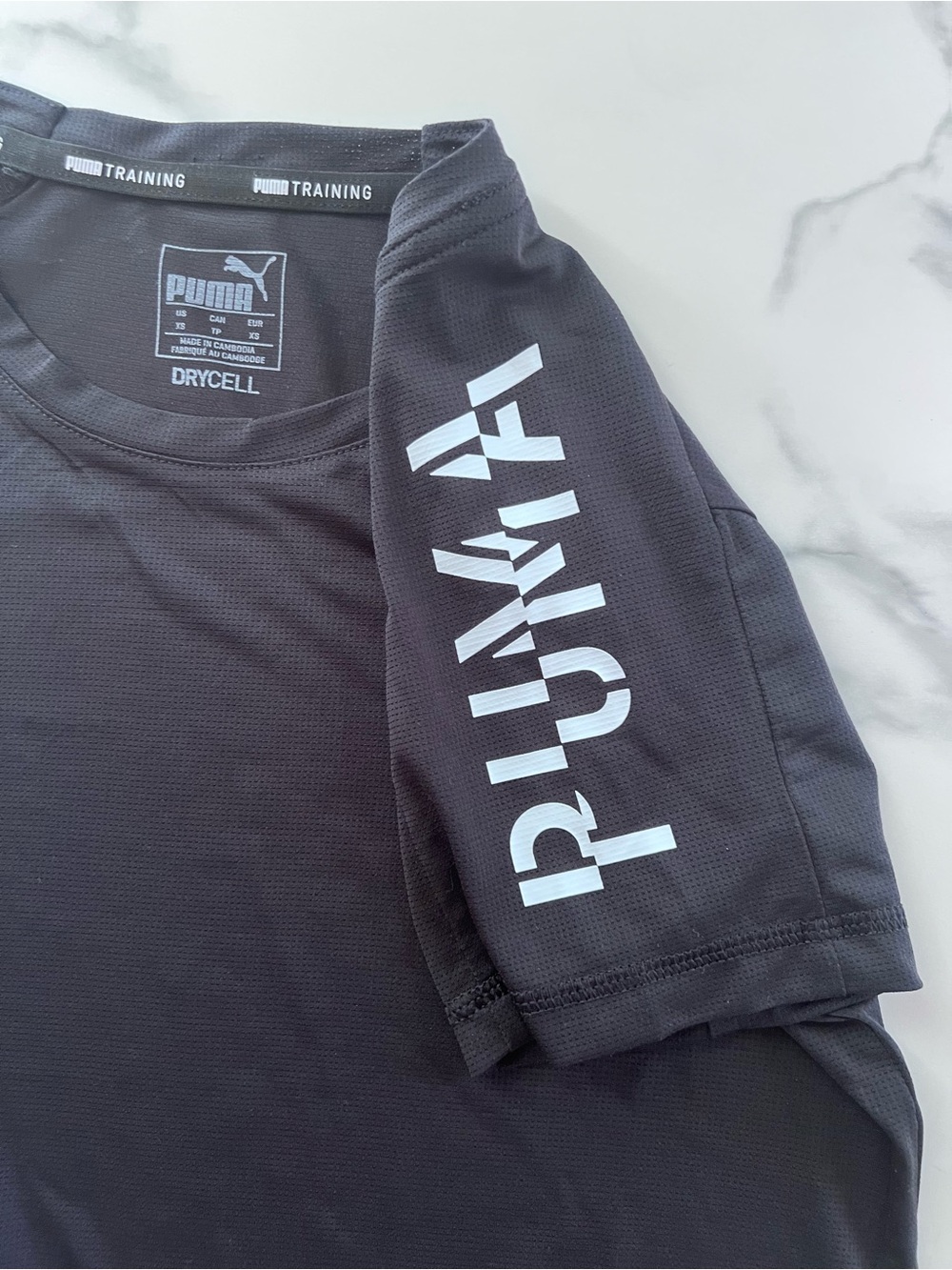 Puma Women's Black Short Sleeve Cropped Training Tee